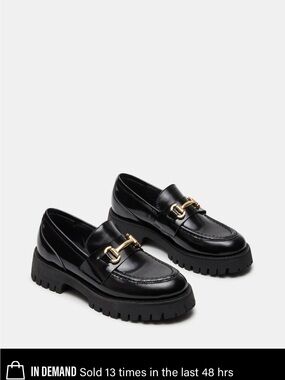 Steve Madden Lando Black Leather Loafers